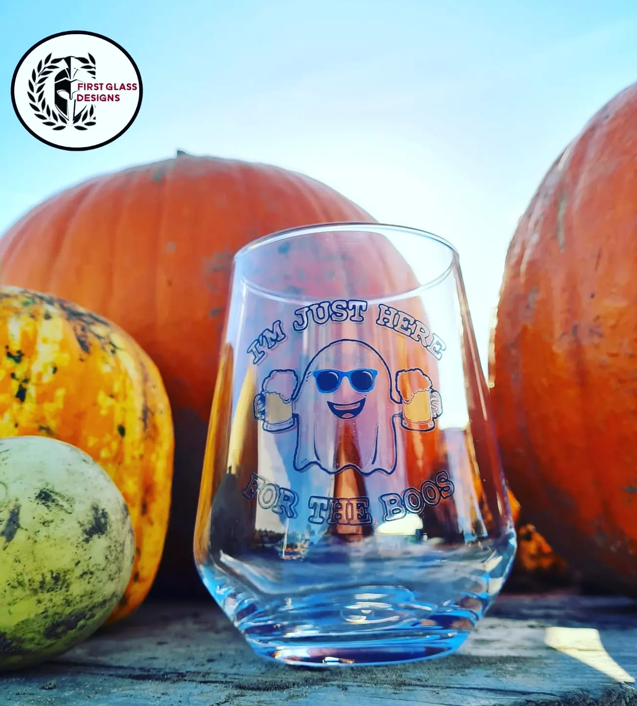 "Halloween Ghostly Beer Specter Glass: 'I'm Just Here for the Boos'"