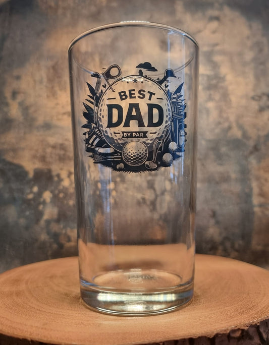 Personalised Best Dad By Par Golf Beer Glass - Perfect Fathers Day Gift for a Golfer