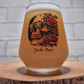 Sip in Style: Custom Beer Glass with Vibrant Skull and Roses Design