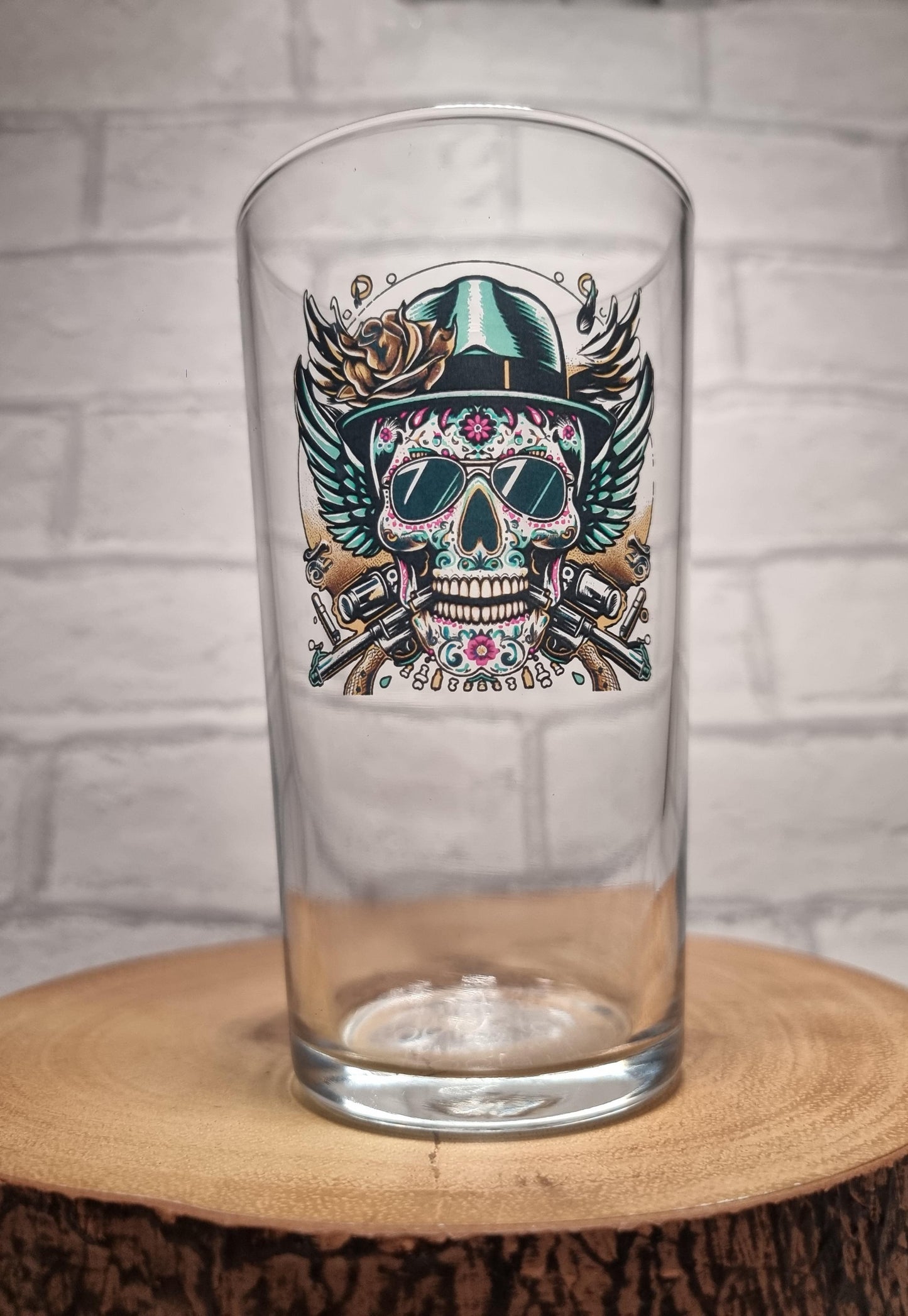 Rustler's Respite: Skull Cowboy Personalised 1 Pint Conical  Beer Glass