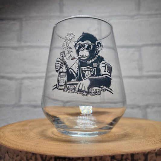 Monkeying Around the Tables: Poker-Playing Primate Brewmaster Allegra Glass - A Winning Gift for Vegas Vibes FirstGlassDesigns