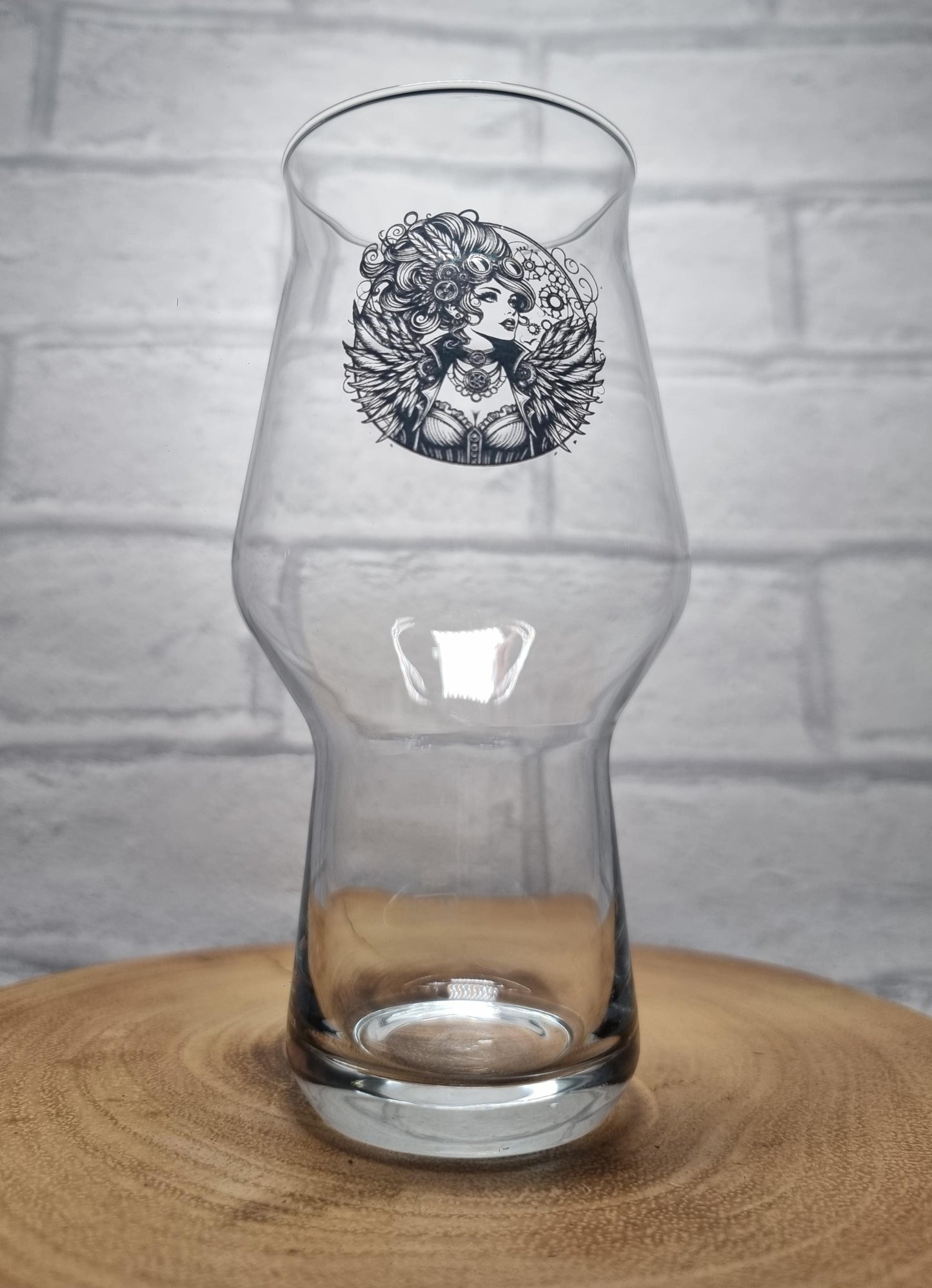 Perfect Steampunk Gift: Craftmaster Pint Glass with Enigmatic Maiden Print