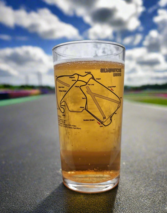 Racing Track Circuit / Track Layout Beer Glass with Bamboo Coaster - Great Gift Idea for racing Fan