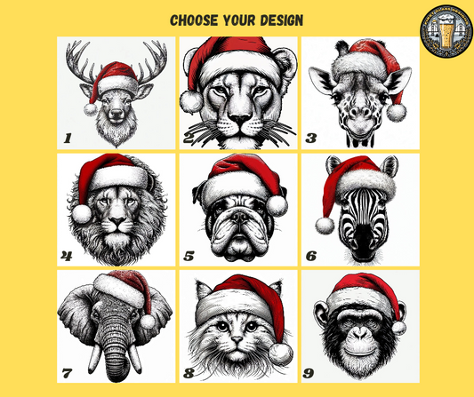 Personalised Festive Christmas Animal Pint Beer Glass