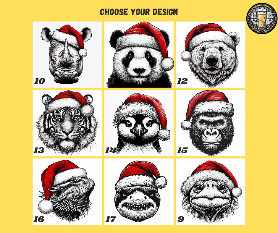 "Personalised Baileys Glass – Custom Animal Design, Christmas Gift, Festive Drinkware, Holiday Baileys Glass, Custom Name Glass, Xmas Gift for Baileys Lovers"