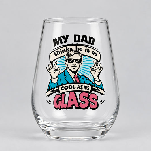 Cool Dad Funny Beer Glass - Perfect Gift for Dad on Fathers Day / Birthday Gift First Glass Designs