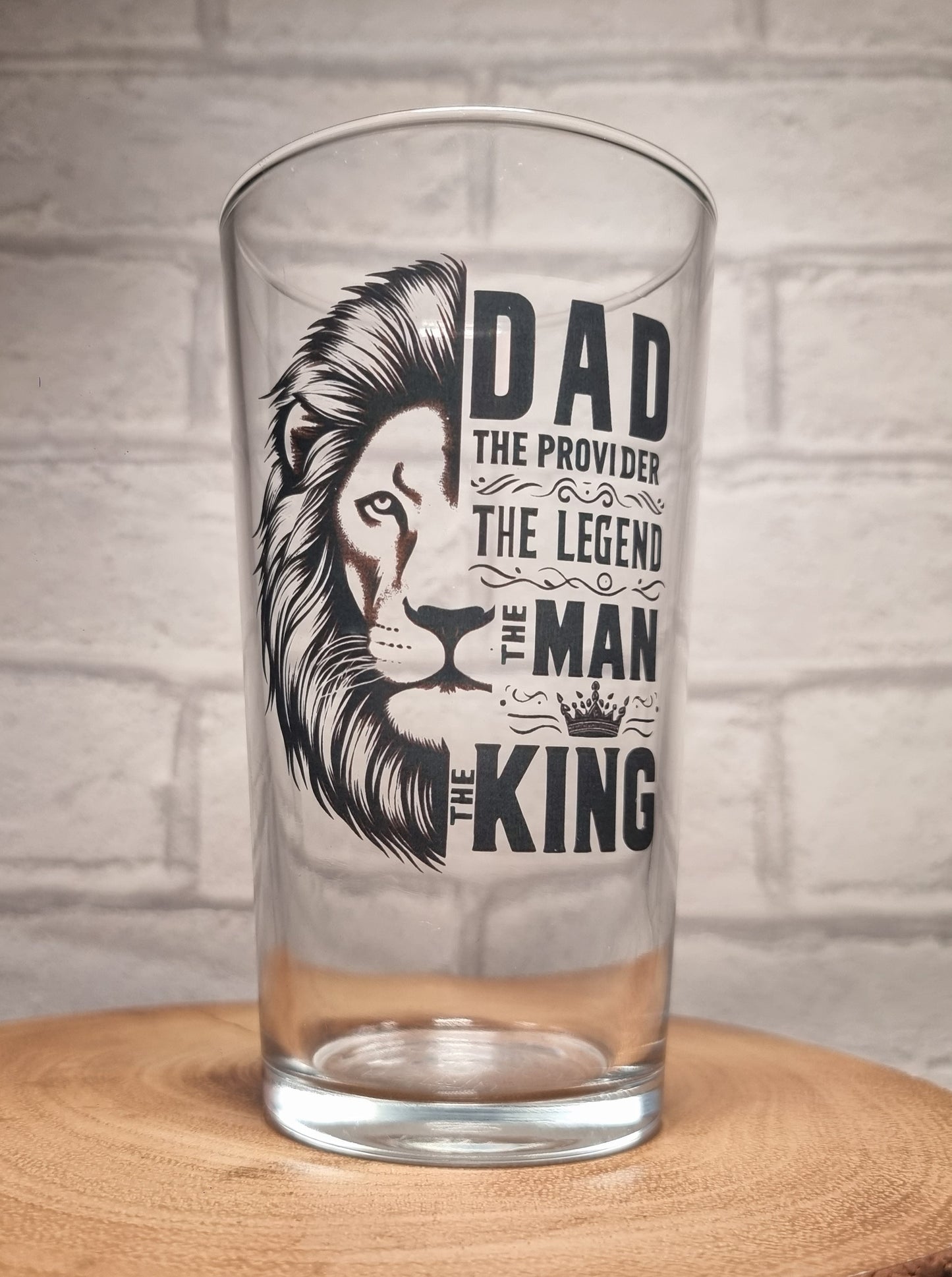 Personalised Beer Glass for Dad- King of Beers: Conical Glass - Dad: The Provider, The Legend, The Man