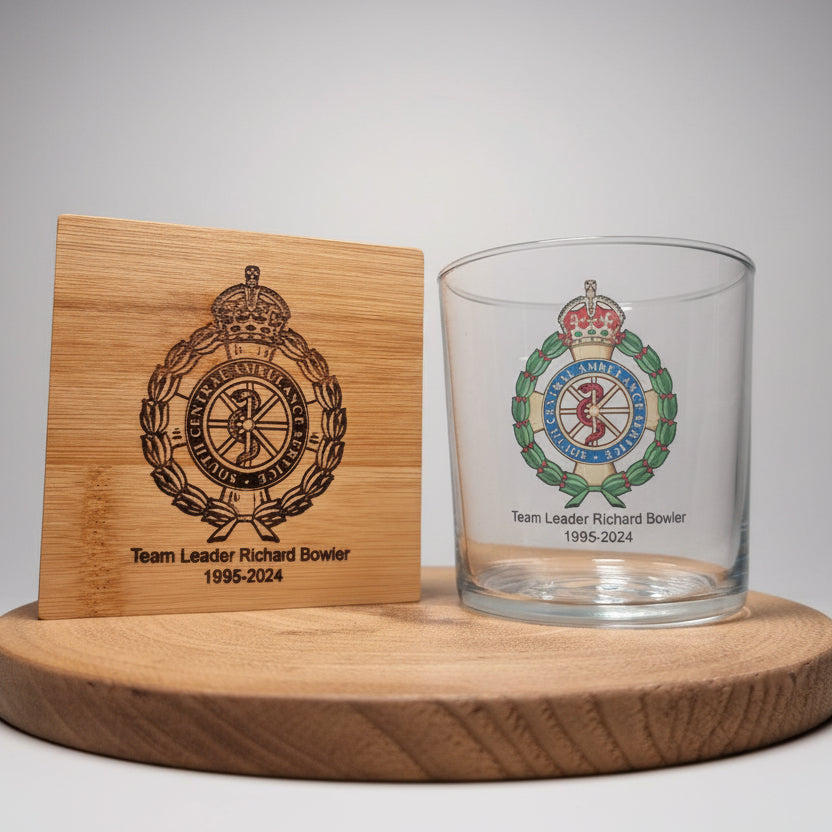 Custom NHS Paramedic, Nurse, Doctor, Ambulance Glassware Gift Set – Personalised Retirement or New Job Present