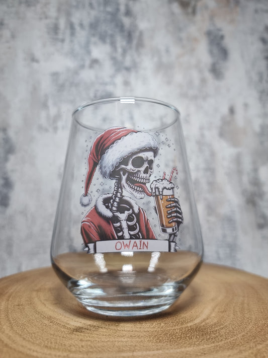 Personalised Skull Santa Beer Glass – Custom Christmas Gift for Beer Lovers FirstGlassDesigns