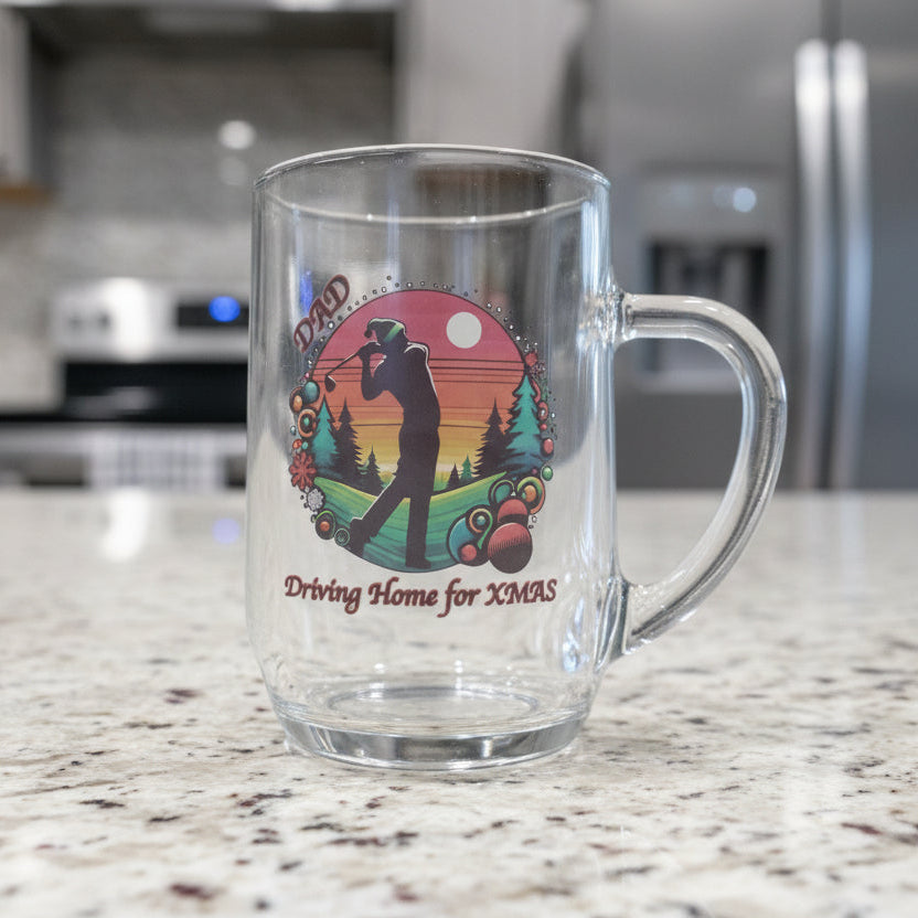 Fairway to Festivity: 'Driving Home for Xmas' Golfing Beer Glass