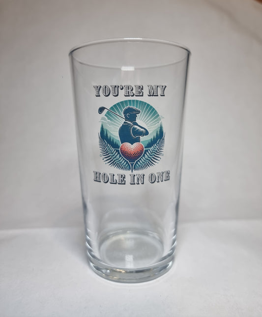 You’re My Hole in One’ Golf Beer Glass – Perfect Gift for Boyfriend or Husband First Glass Designs