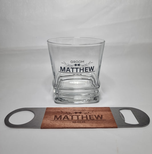 Personalised Wedding Tumbler Whiskey Glass For Groom, Best Man, Groomsman – Custom Name & Wedding Date Gift Favours