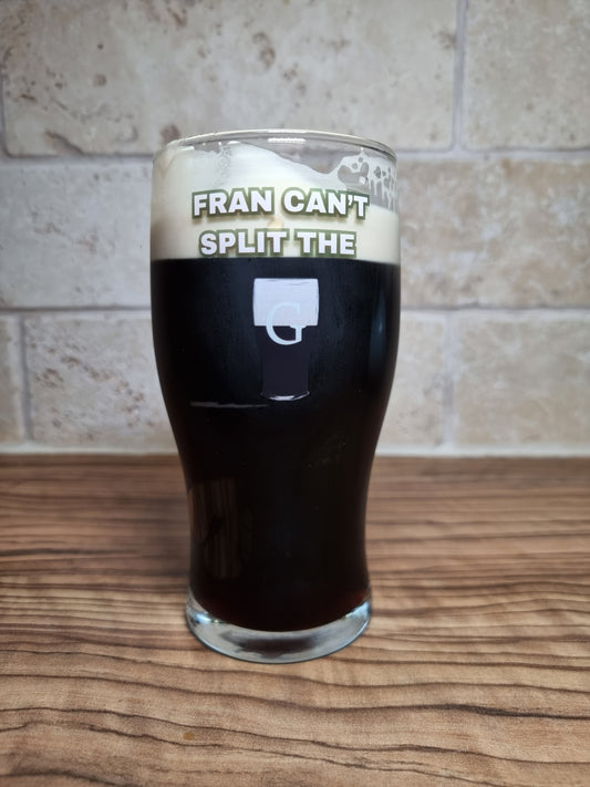 Personalised Guinness Glass - Split the G - 1 Pint Glass Tumbler - Add Your Own Text - Gift For Guinness Fan