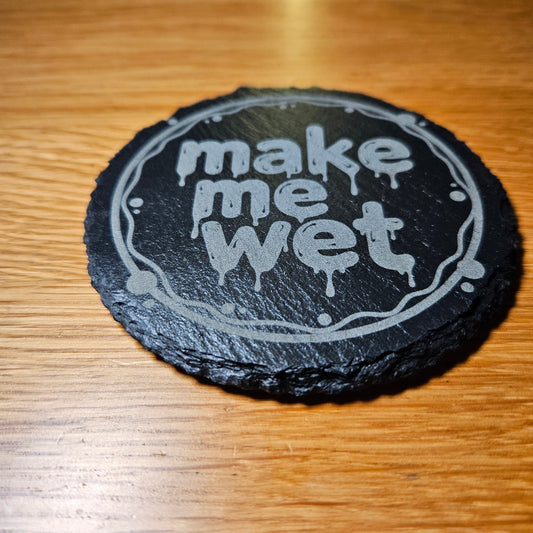 Funny Valentine’s Slate Coaster – Make Me Wet Romantic Drink Mat Gift First Glass Designs