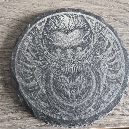 Gothic Slate Coaster | Laser Engraved Dark Demon Design Gift FirstGlassDesigns