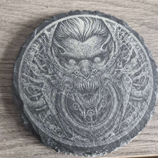 Gothic Slate Coaster | Laser Engraved Dark Demon Design Gift FirstGlassDesigns