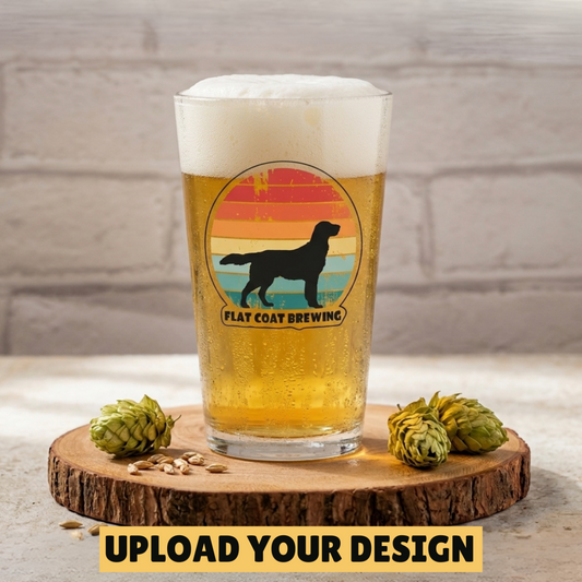 Personalised 51cl Tubo tumbler glass printed with a custom holiday design, showing full colour print quality on the large wide rocks glass shape