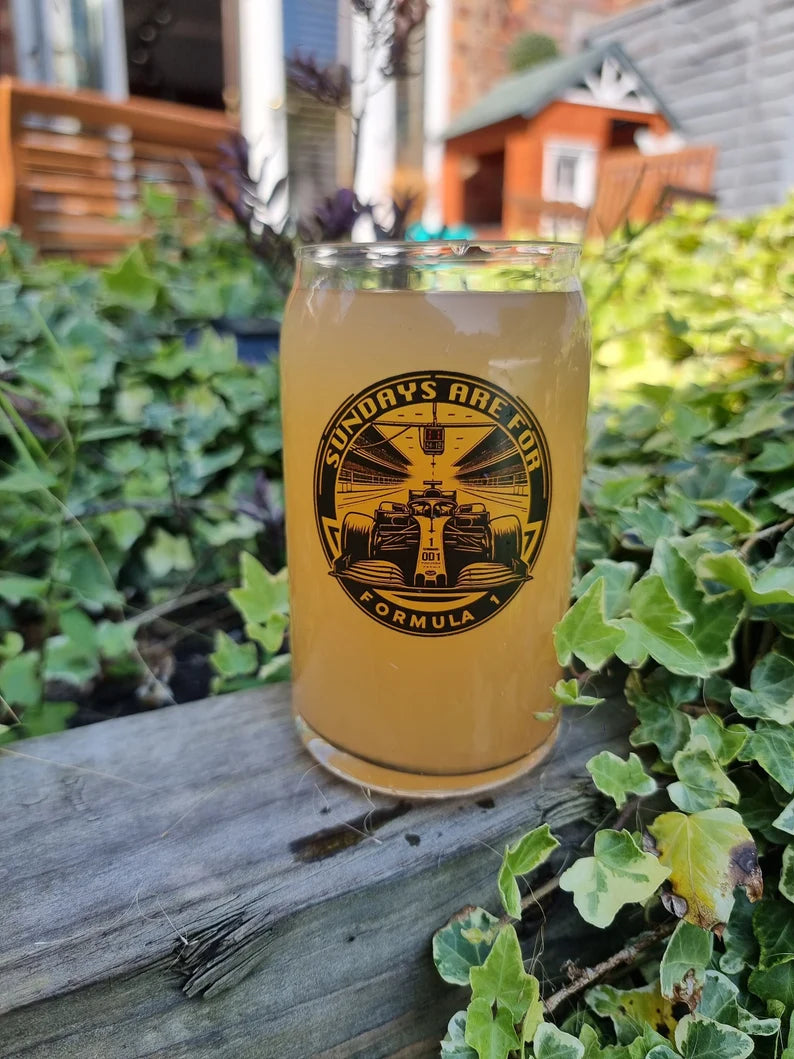 Formula Racing 1 Pint Beer Glass, Sundays Are For Formula One, Option To Personalise, Can Glass, F1, Racing, Gift Idea for Him, Her, Dad, Boyfriend