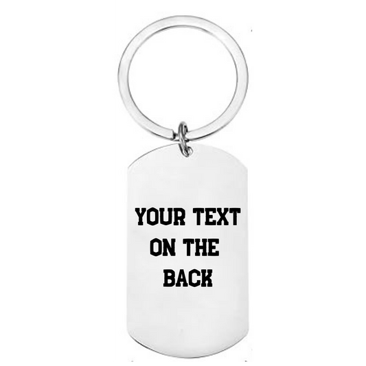 Personalised Cricket Stainless Steel Keychain – Custom Engraved Dog Tag Keyring – Add Your Own Text