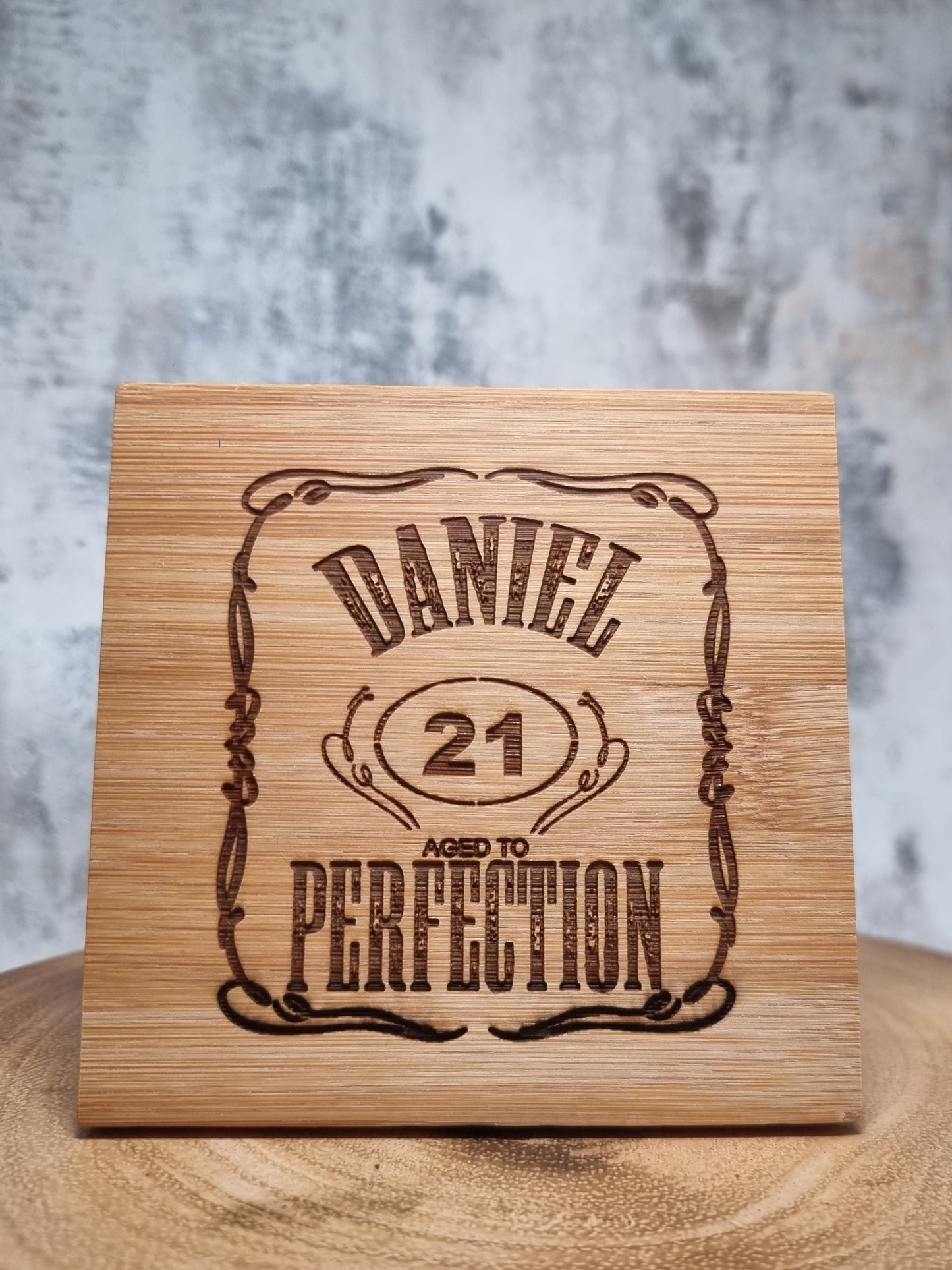 Bamboo coaster custom engraved from customer’s uploaded image