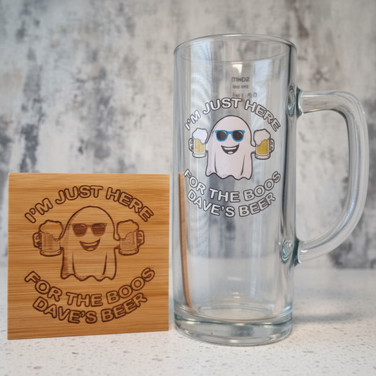 Halloween Party Ghostly Beer Spectar Glass: 'I'm Just Here for the Boos FirstGlassDesigns