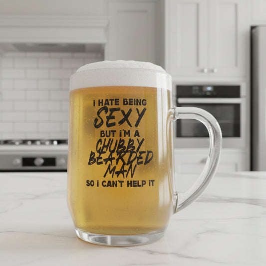 chubby bearded man beer glass novelty gift