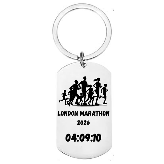 Personalised Marathon Park Run Keyring | Custom Race Name & Time Engraved FirstGlassDesigns