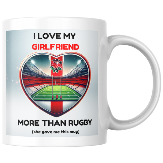 England Rugby Boyfriend Mug - I Love My GF / Wife More Than Rugby Heart Gift FirstGlassDesigns
