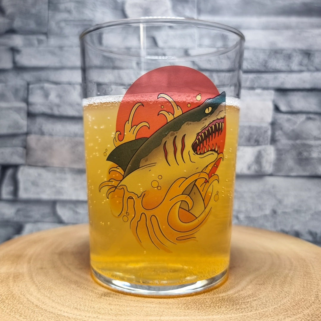 Hop-A-Geddon Shark Dive into Refreshment with Our Tubo Beer Glass!"