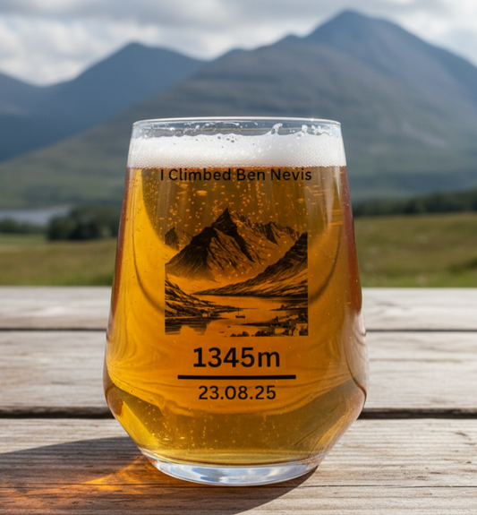 Personalised ‘I Climbed Ben Nevis’ Glass – Add Name & Date FirstGlassDesigns