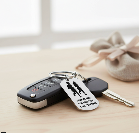 Couples Park Run Running Keyring | Personalised Gift for Runner Couples UK FirstGlassDesigns