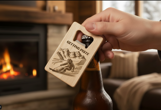 Getting Piste Bottle Opener | Personalised Skiing Gift Stainless UK firstglassdesigns