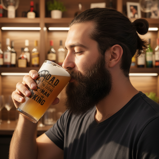 Personalised Beer Glass for Dad- King of Beers: Conical Glass - Dad: The Provider, The Legend, The Man First Glass Designs