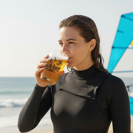 Personalised Windsurfer Glass – Custom Ink Printed Design with Name or Message FirstGlassDesigns