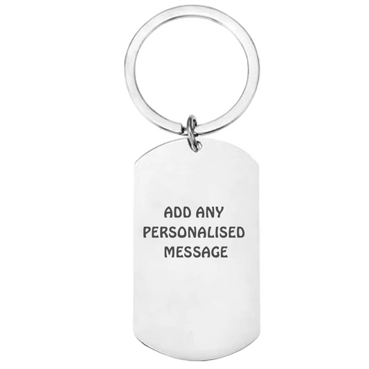 Personalised Camper Keyring – Custom Engraved Text, Date & Registration Plate with Optional Message FirstGlassDesigns