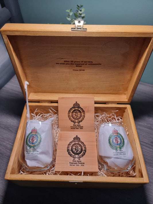 ambulance service retirement gift box beer whiskey rum