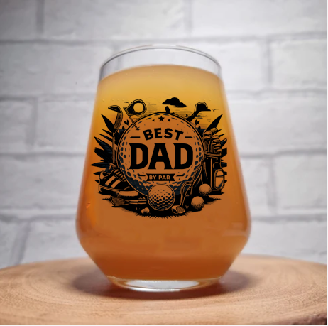 Personalised Best Dad / Grandad By Par Golf Beer Glass - Perfect Fathers Day / Grandad Gift for a Golfer FirstGlassDesigns