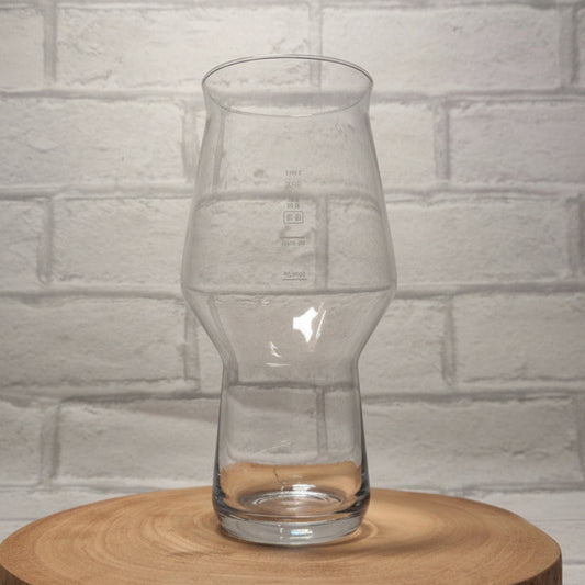 Plain 1-pint Craftmaster craft beer glass shown before custom design is applied — tulip shape with pinched waist and flared top