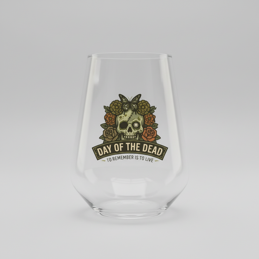 Personalised Day of the Dead Wine Glass | Custom Sugar Skull Gift for Her First Glass Designs