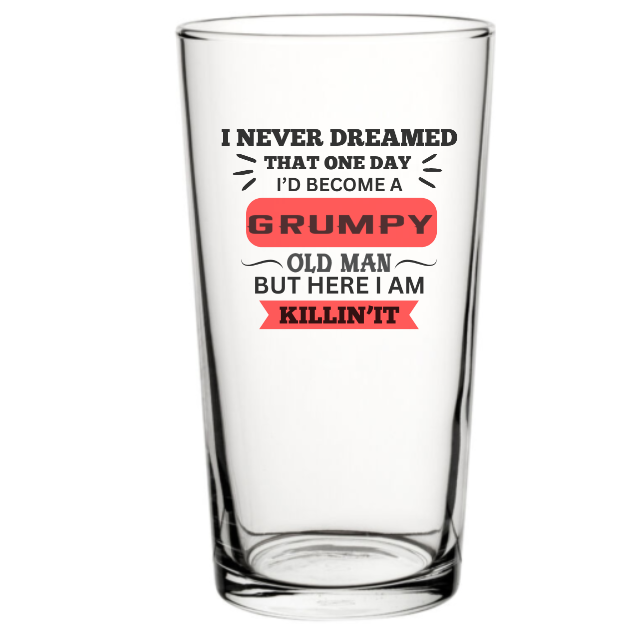 Grumpy Old Man Beer Glass| Funny Gift for Him | Joke Beer Glass for Dad, Grandad, Husband, Uncle | Sarcastic Birthday Gift | Father’s Day Presenting Design