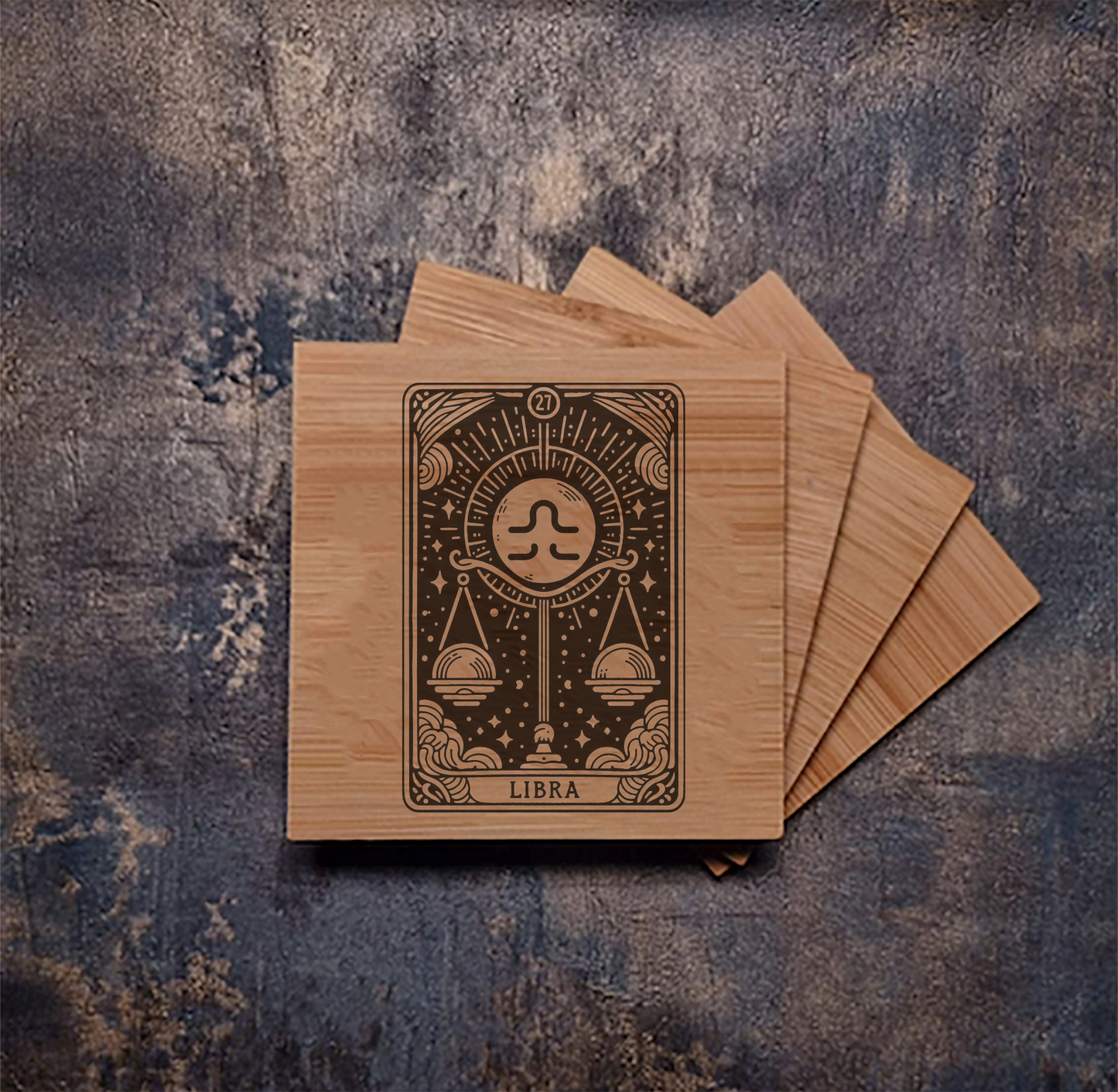 Horoscope / Astroloogy / Zodiac Bamboo Coasters with Star Sign Logos