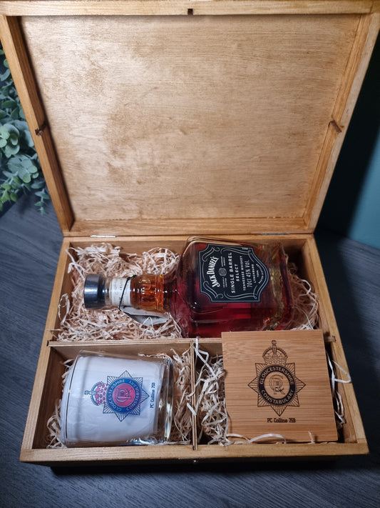 whiskey police officer retirement gift box