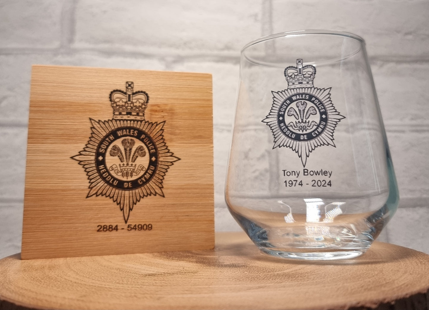 personalised police officer retirement leaving gift glass whiskey glass beer glass