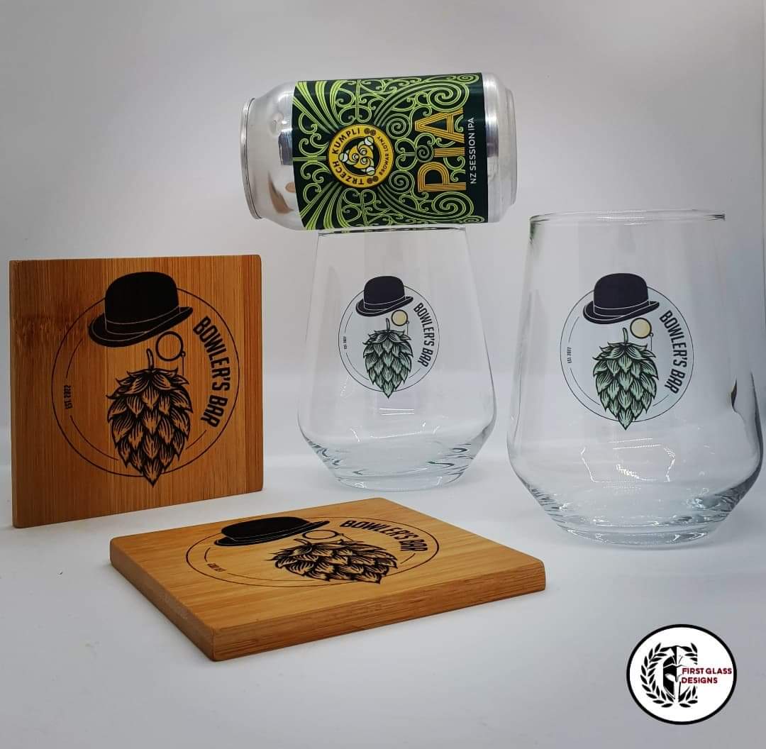 Laser cut bamboo coasters