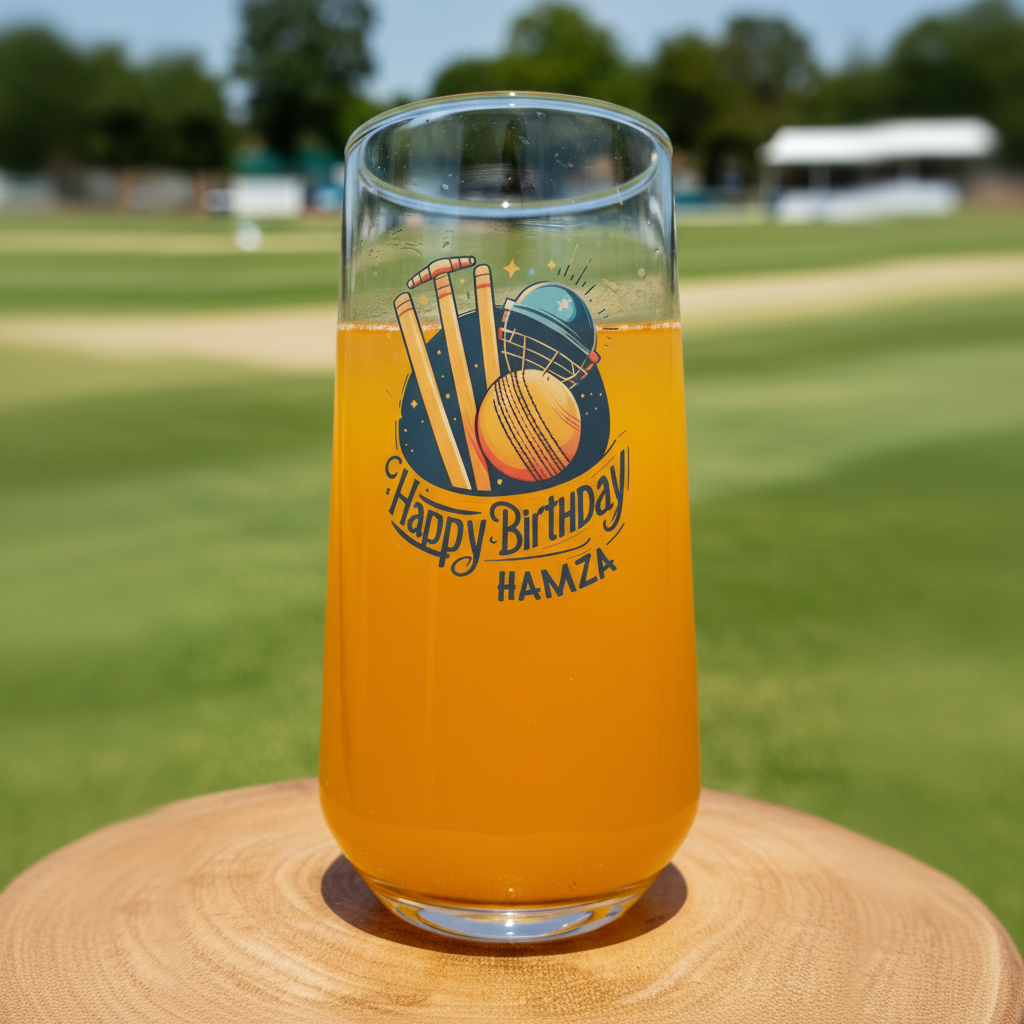 Personalised Cricket Glass, Gift For Cricket Lover