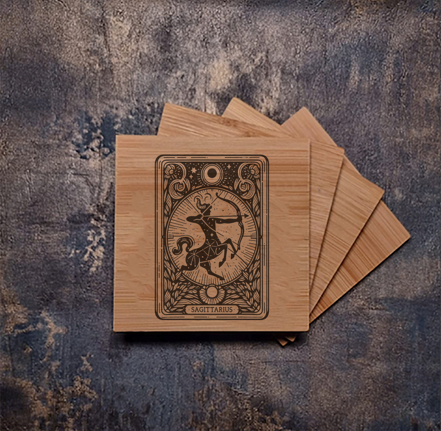 Horoscope / Astroloogy / Zodiac Bamboo Coasters with Star Sign Logos