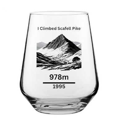 Personalised I Climbed Scafell pike glass with custom name and date engraving”