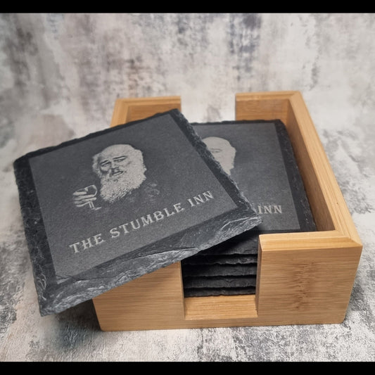 personalised custom laser engraved set of 6 coasters