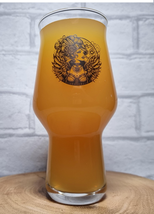 Perfect Steampunk Gift: Craftmaster Pint Glass with Enigmatic Maiden Print