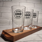 Personalised / Bespoke Half Pint Tasting Glassware with Wooden Flight Paddle Board